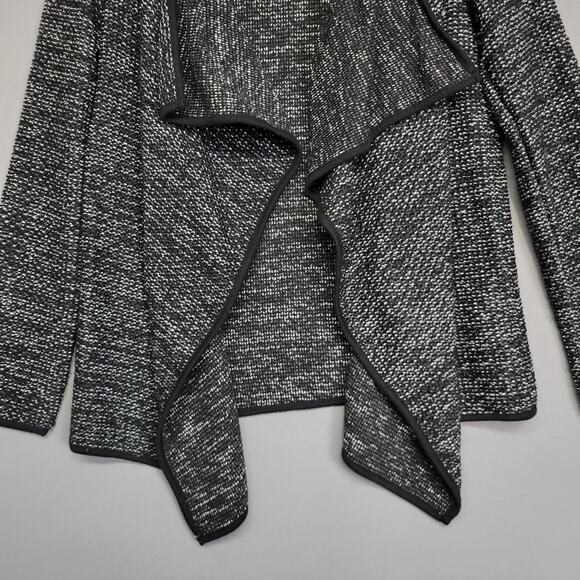 Forever 21 Waterfall Cardigan Womens Large Black White Open Front Knit Sweater - Picture 5 of 12